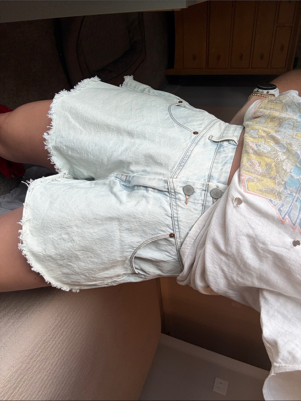 Blank NYC Light Blue Distressed Denim Piano Solo Shorts